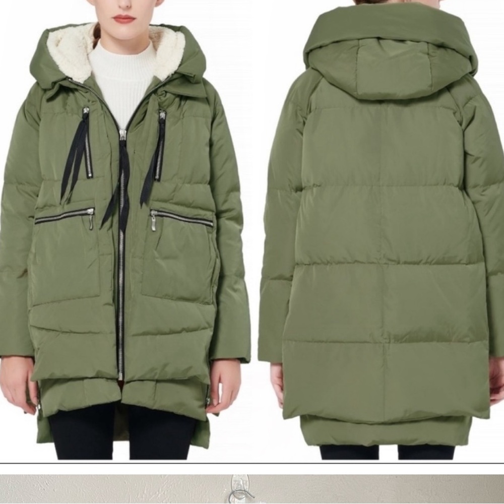 Orolay Green Zip Front Thickened Down Hooded Jacket Size Small